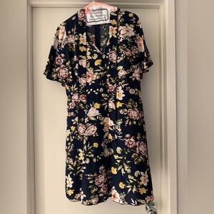 SHEIN Floral Navy Dress